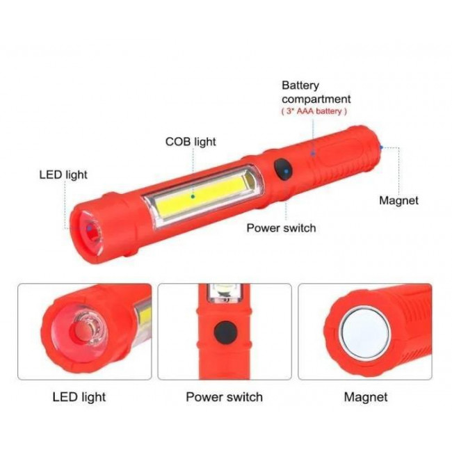 ΦΑΚΟΣ ΜΑΓΝΗΤΙΚΟΣ ΜΕ 1 CREE LED KAI 1 COB LED