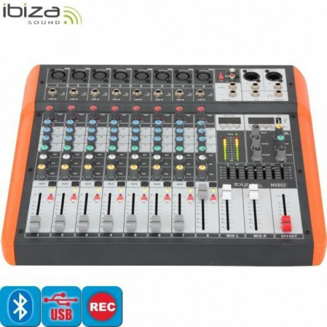MX 802 ΚΟΝΣΟΛΑ 8 ΜΙΚΡΟΦΩΝΩΝ,PHANTOM,USB,REC,PLAY