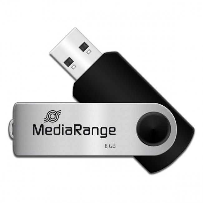 USB 2.0 ΜΝΗΜΗ 8GB ΜΑΥΡΟ/ΑΣΗΜΙ MEDIARANGE