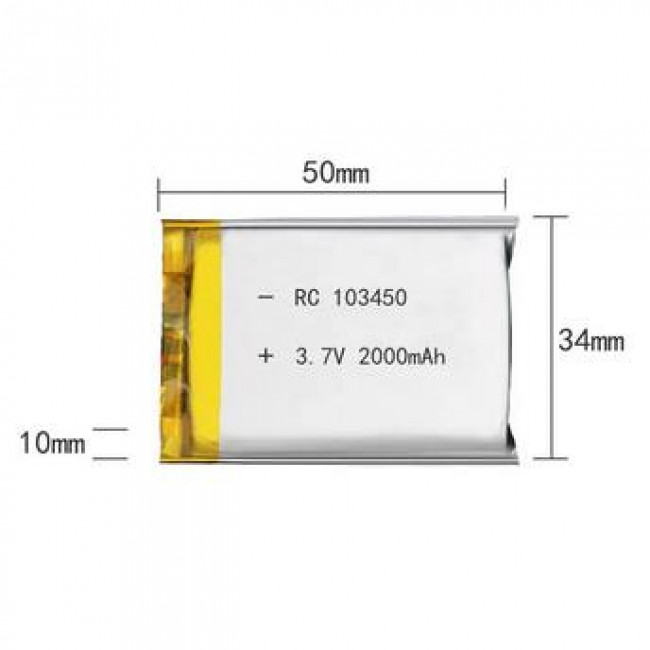 3.7V 2000mAh ΜΠΑΤΑΡΙΑ LI-PO 103450