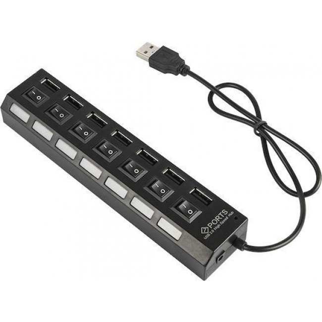 USB 2.0 HUB 7 PORT ΜΕ ΑΤΟΜΙΚΟΥΣ ΔΙΑΚΟΠΤΕΣ