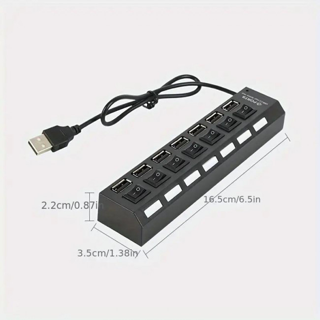 USB 2.0 HUB 7 PORT ΜΕ ΑΤΟΜΙΚΟΥΣ ΔΙΑΚΟΠΤΕΣ