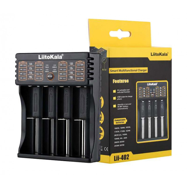 LII-402 ΦΟΡΤΙΣΤΗΣ ΤΕΣΣΑΡΩΝ ΘΕΣΕΩΝ ΓΙΑ Li-ion / Ni-Cd / Ni-MH