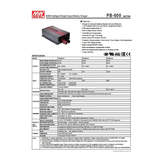 ΦΟΡΤΙΣΤΗΣ ΜΠΑΤ.ΜΟΛΥΒΔΟΥ 24V/21A PB 600-24