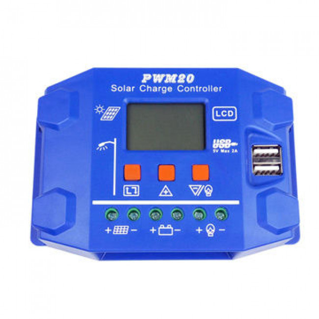 ΡΥΘΜΙΣΤΗΣ ΦΟΡΤΙΣΗΣ ΓΙΑ ΗΛΙΑΚΑ ΠΑΝΕΛ PWM 20Α 12V/24V ΨΗΦΙΑΚΟΣ ΜΕ ΔΥΟ USB