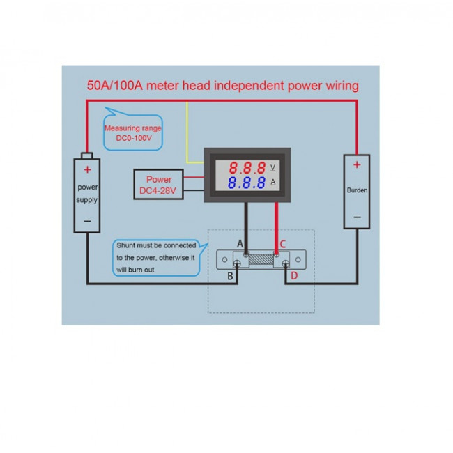 100V DC &  50A DC ΨΗΦΙΑΚΟ ΒΟΛΤΟΜΕΤΡΟ & ΑΜΠΕΡΟΜΕΤΡΟ