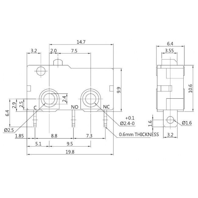 ΔΙΑΚΟΠΤΗΣ ΤΕΡΜΑΤΙΚΟΣ ΜΙΝΙ PCB ΧΩΡΙΣ ΕΛΑΣΜΑ NORMALLY OPEN / NORMALLY CLOSED 3 ΕΠΑΦΩΝ 5A/250V SM 05S 00P0 Z