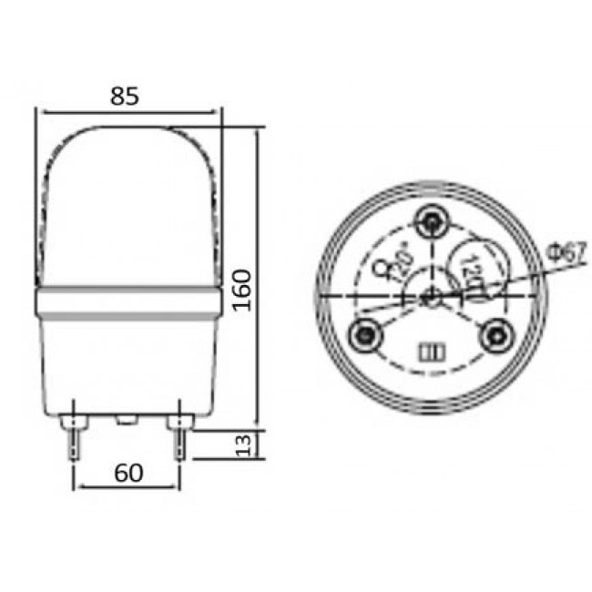C 1101 ΠΕΡΙΣΤΡΕΦΟΜΕΝΟΣ ΦΑΡΟΣ LED 12V ΚΙΤΡΙΝΟ