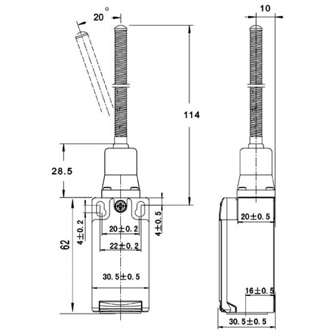 ΔΙΑΚΟΠΤΗΣ ΤΕΡΜΑΤΙΚΟΣ ΜΕ ΕΛΑΤΗΡΙΟ ΡΑΒΔΟΣ NORMALLY OPEN / NORMALLY CLOSED 3 ΕΠΑΦΩΝ 10A/600V SND4100-SP-C