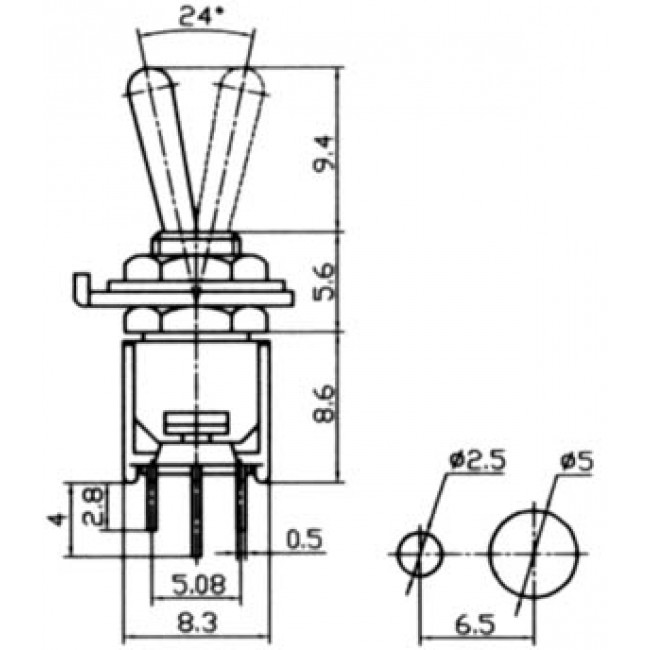 ΔΙΑΚΟΠΤΗΣ ΜΕ ΛΕΒIΕ SUPERMINI ON-ON 6 ΕΠΑΦΩΝ 1.5Α/250V SA 2740