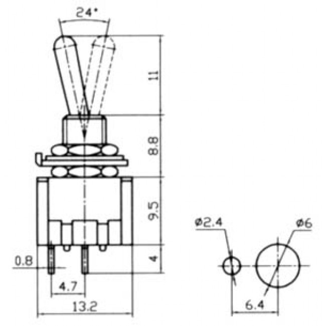 ΔΙΑΚΟΠΤΗΣ ΜΕ ΛΕΒIΕ ON-OFF 2 ΕΠΑΦΩΝ 3A/250V SA 2510