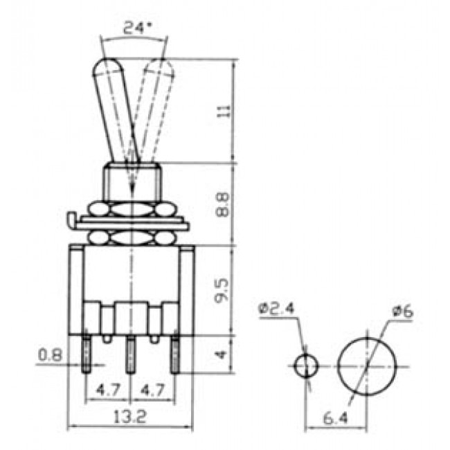ΔΙΑΚΟΠΤΗΣ ΜΕ ΛΕΒIΕ ON-ON 3 ΕΠΑΦΩΝ 3A/250V
