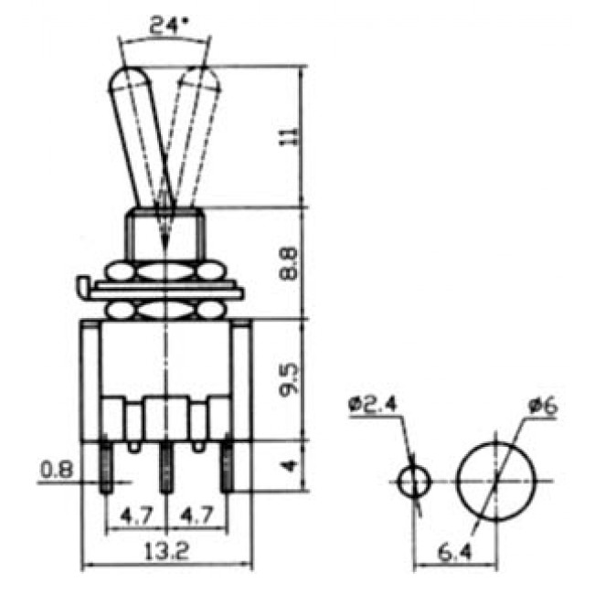 ΔΙAΚΟΠΤΗΣ ΜΕ ΛΕΒIΕ ON-OFF-ON 3 ΕΠΑΦΩΝ 3A/250V SA 2530