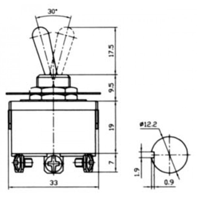 ΔΙΑΚΟΠΤΗΣ ΜΕ ΛΕΒΙΕ (ON)-OFF-(ON) 6 ΕΠΑΦΩΝ 10Α/250V
