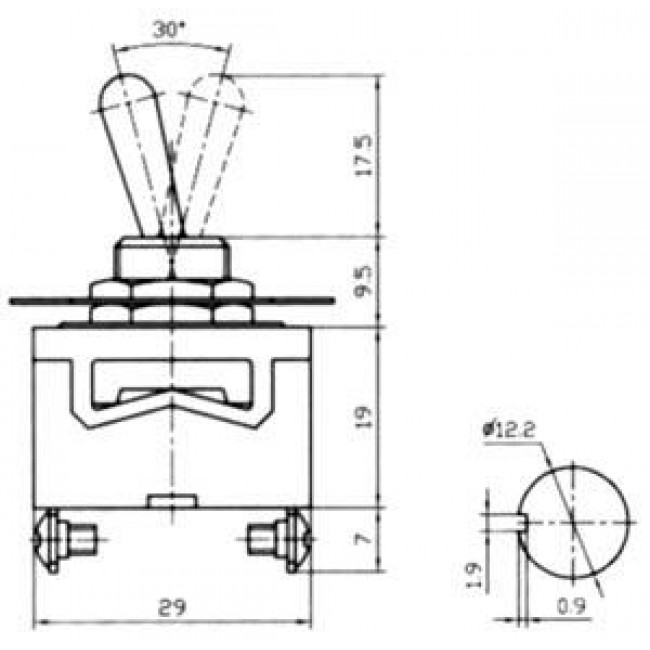 ΔΙΑΚΟΠΤΗΣ ΜΕ ΛΕΒIΕ ON-OFF 2 ΕΠΑΦΩΝ 10A/250V SA 2080