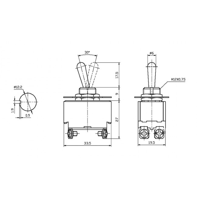 ΔΙΑΚΟΠΤΗΣ ΜΕ ΛΕΒIΕ ON-ON 6 ΕΠΑΦΩΝ 6Α/250V SA 2200