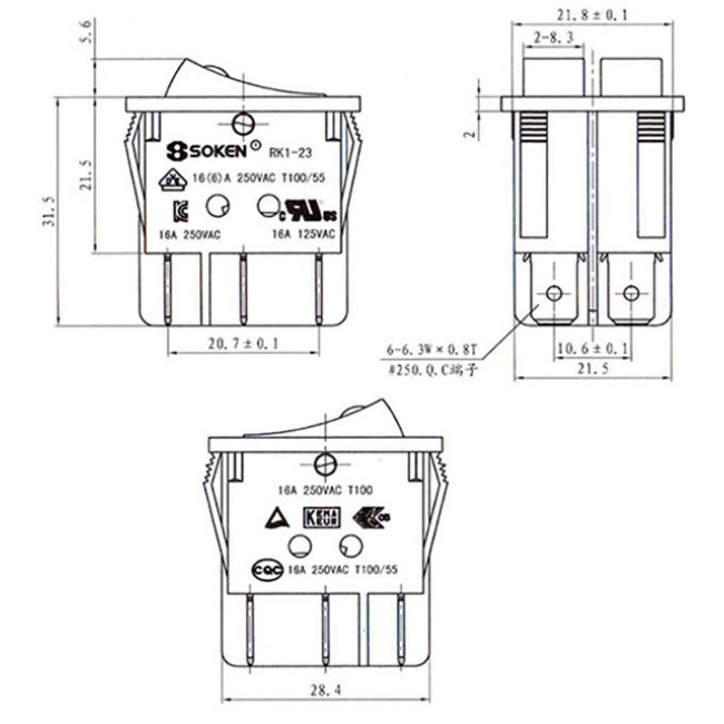 ΔΙΑΚΟΠΤΗΣ ΚΟΥΝΙΑΣ ΔΙΠΛΟΣ ON-OFF 6 ΕΠΑΦΩΝ 16Α/250V ΦΩΤΙΖΟΜΕΝΟΣ R12421CN
