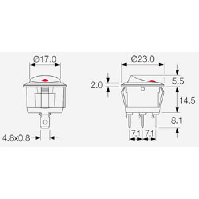 ΔΙΑΚΟΠΤΗΣ ΚΟΥΝΙΑΣ ON-OFF 3 ΕΠΑΦΩΝ ΣΤΡΟΓΓΥΛΟΣ Φ23 20A/14V R13 112B2W