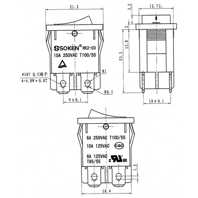 ΔΙΑΚΟΠΤΗΣ ΚΟΥΝΙΑΣ MINI ON-OFF 4 ΕΠΑΦΩΝ 10A/250V ΦΩΤΙΖΟΜΕΝΟΣ