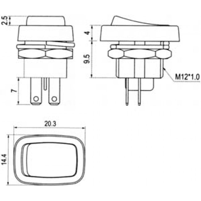 ΔΙΑΚΟΠΤΗΣ ΚΟΥΝΙΑΣ ON-ON 6 ΕΠΑΦΕΣ 3A/250V ΜΑΥΡΟΣ R13 213B