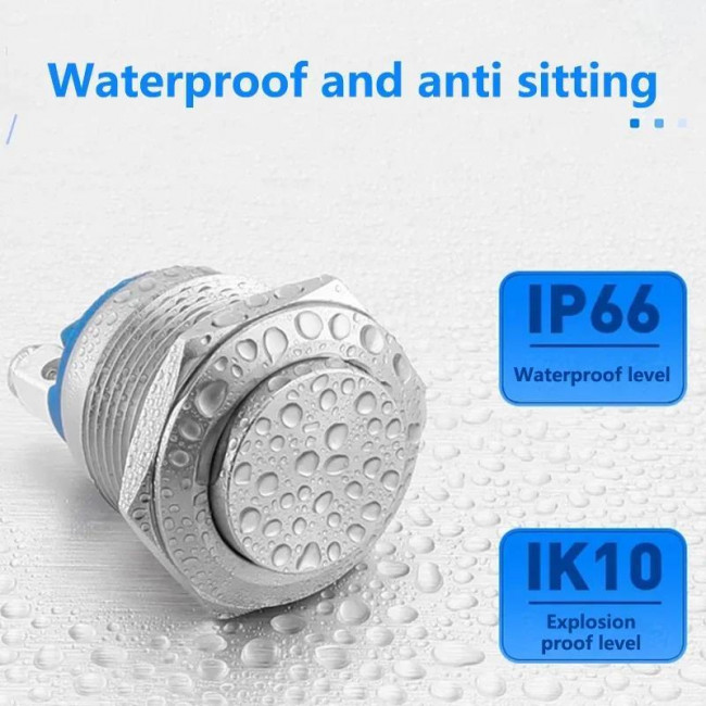 ΜΠΟΥΤΟΝ PUSH-ON 16mm NICKEL 2p ΜΕ ΒΙΔΑ 12-24V DC 3A ΑΔΙΑΒΡΟΧΟ