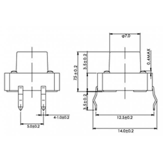 PBS 1275 ΜΠΟΥΤΟΝ PUSH-ON 4 ΕΠΑΦΩΝ 12x12 Y7.5mm