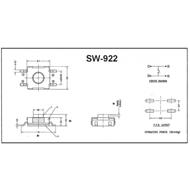 SW 922 MΠΟΥΤΟΝ PUSH-ON 4 ΕΠΑΦΩΝ 3.4