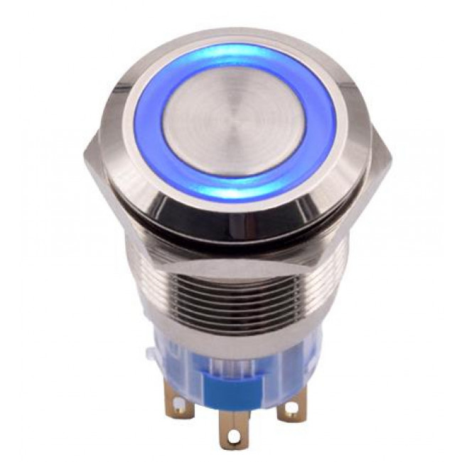 ΔΙΑΚΟΠΤΗΣ ΠΑΤΗΤΟΣ ΦΩΤΙΖΟΜΕΝΟΣ 19mm ΜΠΛΕ NICKEL ΑΔΙΑΒΡΟΧΟΣ ΟΝ-OFF