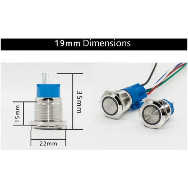 ΔΙΑΚΟΠΤΗΣ ΠΑΤΗΤΟΣ ΦΩΤΙΖΟΜΕΝΟΣ 19mm ΜΠΛΕ NICKEL ΑΔΙΑΒΡΟΧΟΣ ΟΝ-OFF