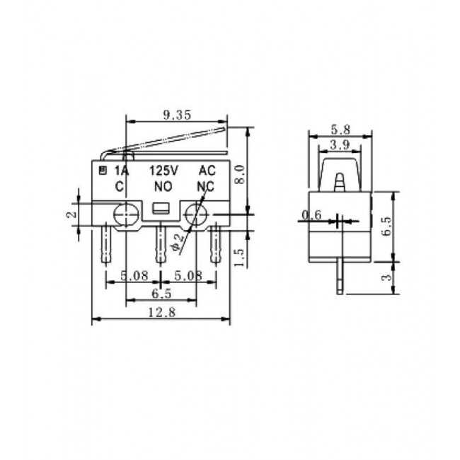 ΔΙΑΚΟΠΤΗΣ ΤΕΡΜΑΤΙΚΟΣ MINI ΜΕ ΕΛΑΣΜΑ NORMALLY OPEN / NORMALLY CLOSED 3 ΕΠΑΦΩΝ 1A/125V