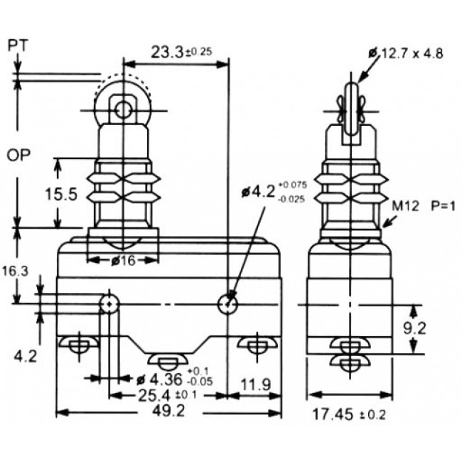 ΔΙΑΚΟΠΤΗΣ ΤΕΡΜΑΤΙΚΟΣ ΜΕ ΜΠΟΥΤΟΝ, ΠΑΞΙΜΑΔΙ & ΡΟΔΑΚΙ NORMALLY OPEN / NORMALLY CLOSED 3 ΕΠΑΦΩΝ 15Α/250V Ζ 15GQ22 B
