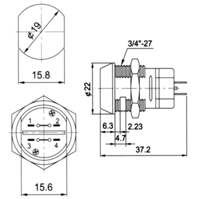 S 286A-2 ΚΛΕΙΔΑΡΙΑ OFF-ON DSPT Φ19mm 4p