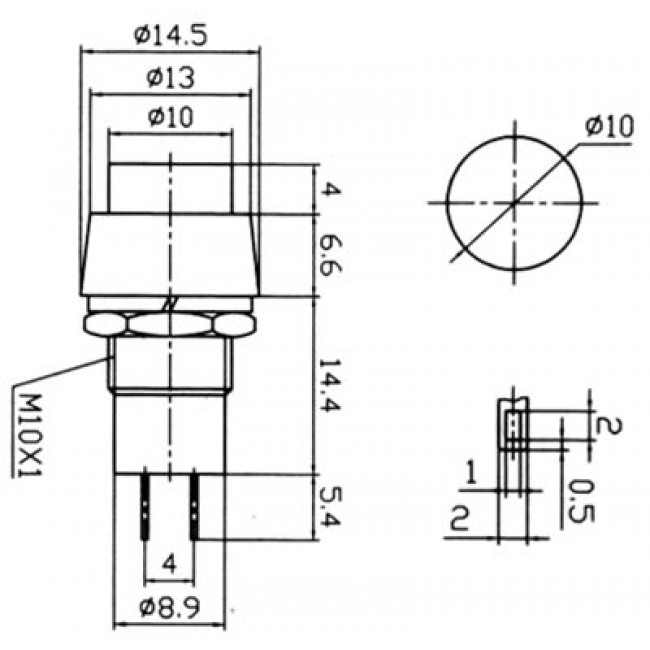 ΔΙΑΚΟΠΤΗΣ ΠΑΤΗΤΟΣ ON-OFF 2 ΕΠΑΦΩΝ ΣΤΡΟΓΓΥΛΟΣ Φ10 ΚΟΚΚΙΝΟΣ PBS 20A