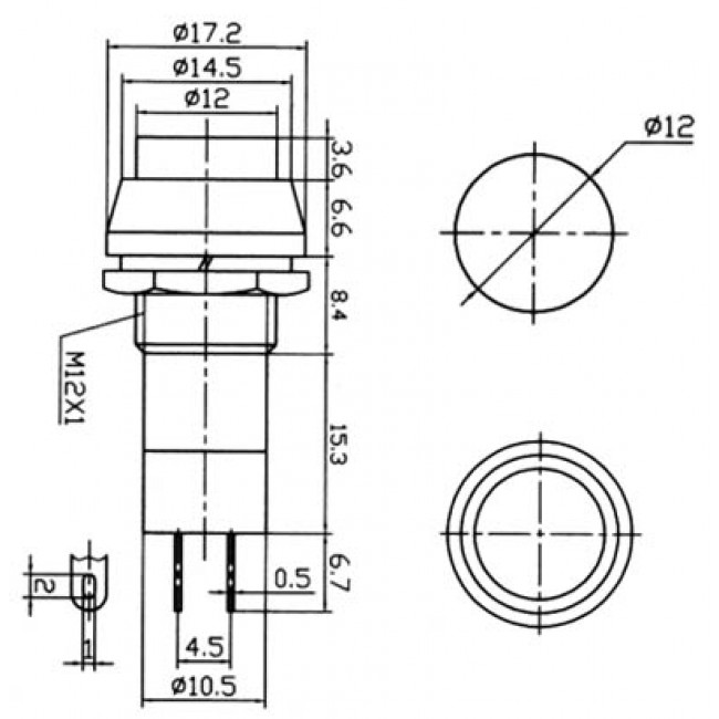 ΔΙΑΚΟΠΤΗΣ ΠΑΤΗΤΟΣ ON-OFF 2 ΕΠΑΦΩΝ ΣΤΡΟΓΓΥΛΟΣ Φ12 ΜΑΥΡΟΣ SA 4102