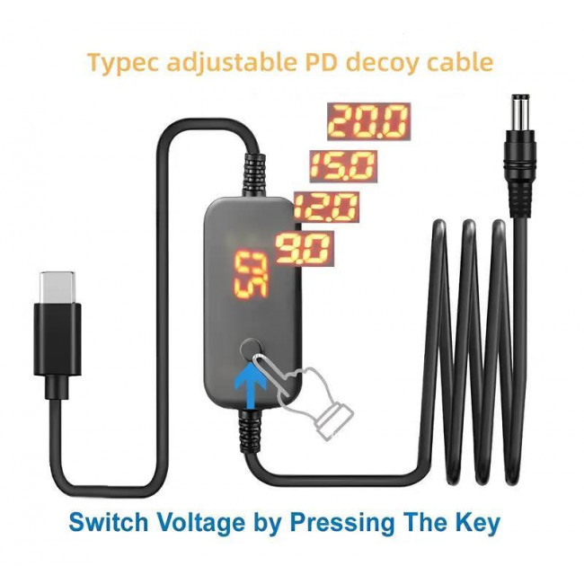 ΕΠΙΛΟΓΕΑΣ ΤΑΣΗΣ ΑΠΟ ΘΥΡΑ TYPE-C PD ΣΕ ΦΙΣ DC 5.5x2.1mm
