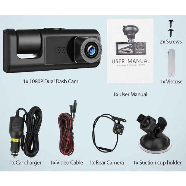 ΔΙΠΛΗ ΚΑΜΕΡΑ 1080P ΜΕ ΜΟΝΙΤΟΡ ΑΥΤΟΚΙΝΗΤΟΥ ΓΙΑ ΚΑΤΑΓΡΑΦΗ ΣΥΜΒΑΝΤΩΝ