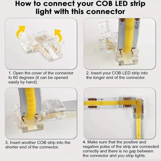 ΣΥΝΔΕΣΜΟΣ ΓΩΝΙΑ 90 ΜΟΙΡΩΝ ΓΙΑ COB LED ΤΑΙΝΙΑ 2pin 8mm