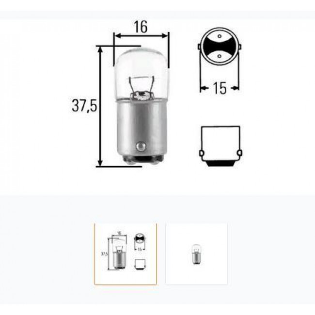 ΛΑΜΠΑΚΙ 12V 5W ΜΠΑΓΙΟΝΕΤ BA15D ΔΙΠΟΛΙΚΟ