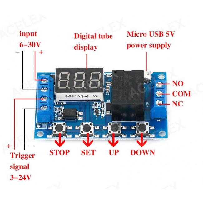ΧΡΟΝΟΔΙΑΚΟΠΤΗΣ 6-30V KAI MICRO USB ΜΕ 4 ΜΠΟΥΤΟΝ