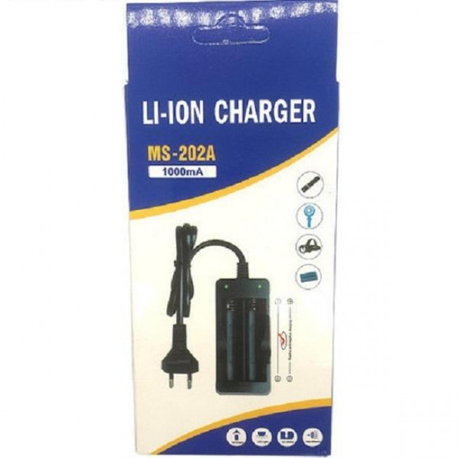 ΦΟΡΤΙΣΤΗΣ ΜΠΑΤΑΡΙΩΝ ΛΙΘΙΟΥ 18650 ΔΙΠΛΟΣ ΜΕ ΚΑΛΩΔΙΟ MS-202A