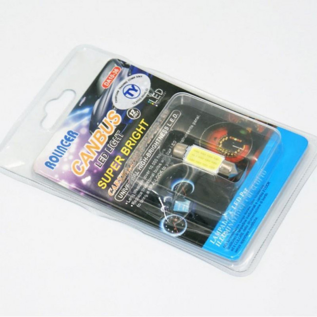 ΛΑΜΠΑ LED ΑYTOKINHTOY 12V ΣΩΛΗΝΩΤΗ FESTOON 36mm ΜΕ COB LED CANBUS