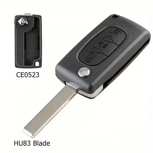 ΚΕΛΥΦΟΣ ΚΛΕΙΔΙΟΥ ΑΥΤΟΚΙΝΗΤΟΥ CITROEN-PEUGEOT ΜΕ 3 ΚΟΥΜΠΙΑ ΚΑΙ ΑΝΑΔΙΠΛΟΥΜΕΝΗ ΛΕΠΙΔΑ HU83