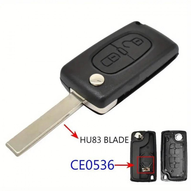 ΚΕΛΥΦΟΣ ΚΛΕΙΔΙΟΥ ΑΥΤΟΚΙΝΗΤΟΥ PEUGEOT 107 207 307 406 408 607  ΜΕ 2  ΚΟΥΜΠΙΑ ΚΑΙ ΑΝΑΔΙΠΛΟΥΜΕΝΗ ΛΕΠΙΔΑ HU83