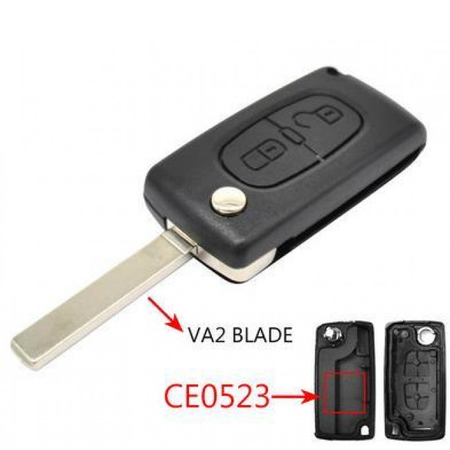 ΚΕΛΥΦΟΣ ΚΛΕΙΔΙΟΥ ΑΥΤΟΚΙΝΗΤΟΥ PEUGEOT 207 307 SW ΜΕ 2  ΚΟΥΜΠΙΑ ΚΑΙ ΑΝΑΔΙΠΛΟΥΜΕΝΗ ΛΕΠΙΔΑ VA2