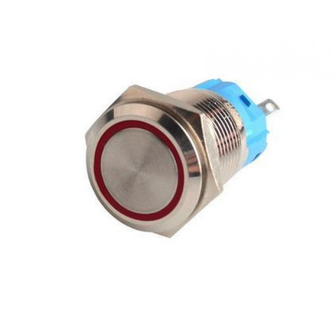 ΔΙΑΚΟΠΤΗΣ ΠΑΤΗΤΟΣ ΦΩΤΙΖΟΜΕΝΟΣ ΚΟΚΚΙΝΟΣ 19mm NICKEL ΑΔΙΑΒΡΟΧΟΣ 110-220V/5A