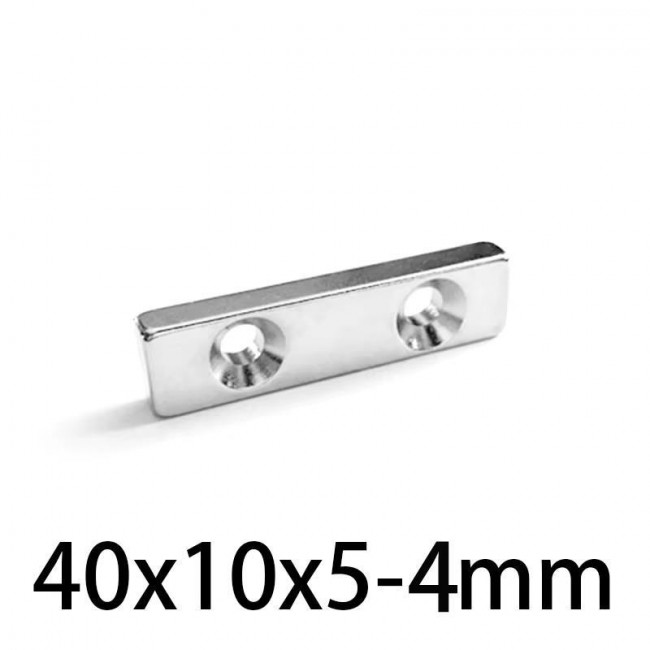 ΜΑΓΝΗΤΗΣ ΝΕΟΔΥΜΙΟΥ 40x10x5mm ΜΕ ΔΥΟ ΤΡΥΠΕΣ ΓΙΑ ΣΤΗΡΙΞΗ