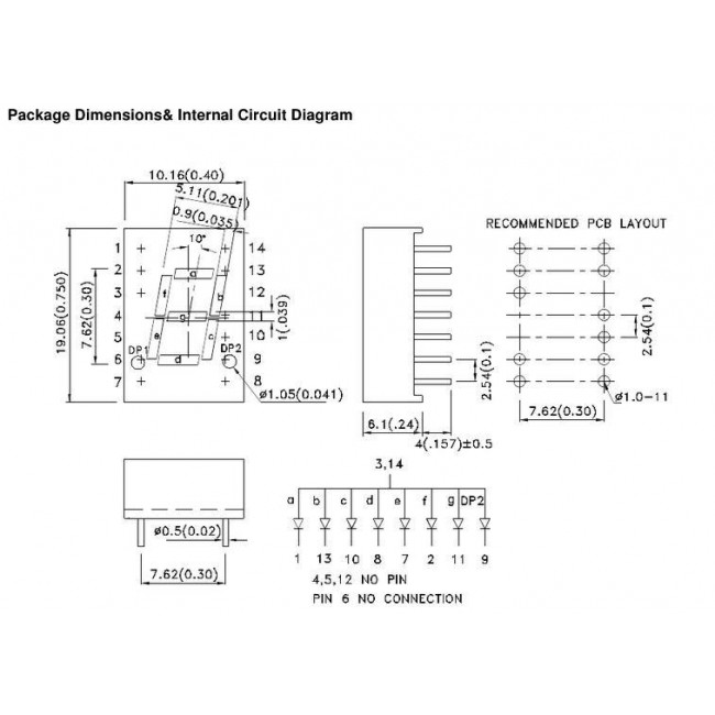 DISPLAY LED ΚΟΙΝΗΣ ΑΝΟΔΟΥ  ΚΟΚΚΙΝΟ 10.16 mm x 19.06 mm x 6.1 mm SA03-11EWA