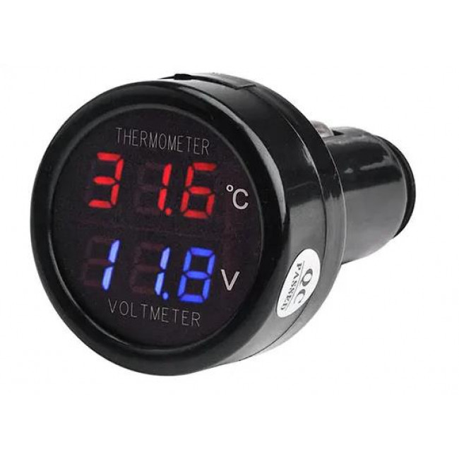 ΨΗΦΙΑΚΟ ΒΟΛΤΟΜΕΤΡΟ-ΘΕΡΜΟΜΕΤΡΟ DC 8-36V ΜΕ ΦΙΣ ΑΝΑΠΤΗΡΑ ΑΥΤΟΚΙΝΗΤΟΥ
