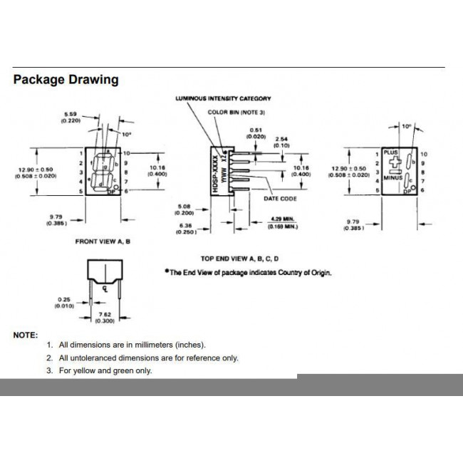 DISPLAY LED ΚΟΙΝΗΣ ΚΑΘΟΔΟΥ KOKKINO 7.62 mm x 12.7 mm x 6.09 mm  HDSP-F203