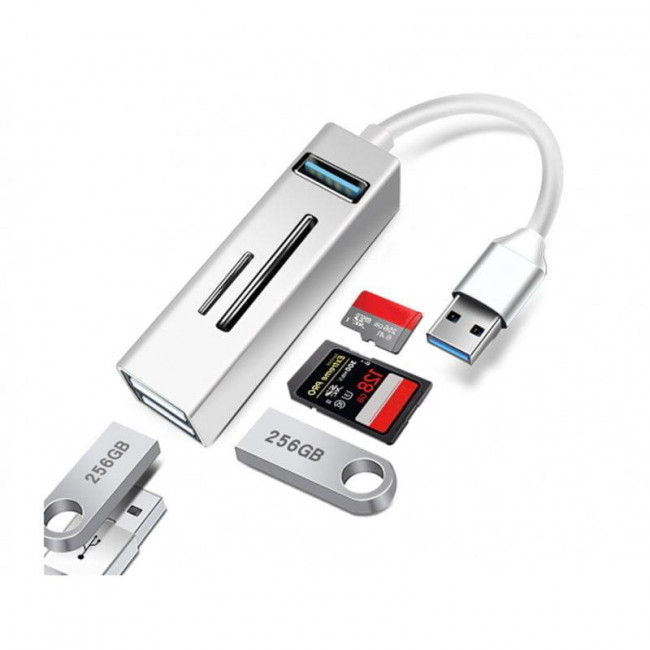 USB HUB 3 ΘΕΣΕΩΝ ΚΑΙ CARD READER ΓΙΑ ΚΑΡΤΕΣ SD KAI MICRO SD  Q-HU803